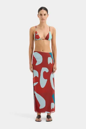FRANKIE GATHERED MIDI SKIRT-RUBY REFLECTION